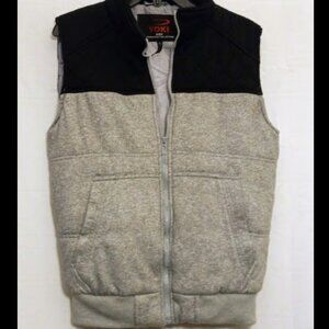 Yoki Men's Two-Tone Sleeveless Plush Outerwear Zip-Front Vest Jacket Sz L